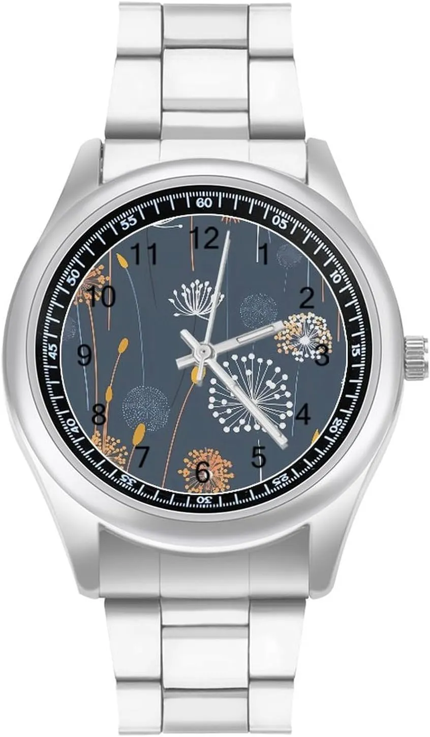 Dandelion Watches Stainless Steel Band Wristwatch Business Dress Watch for Work Home