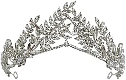 Diamond Tiara Luxury Crystal Leaf Wedding Crown Bridal Tiara Headpiece and Crown Fashion Tiara Rhinestone Hair Accessories