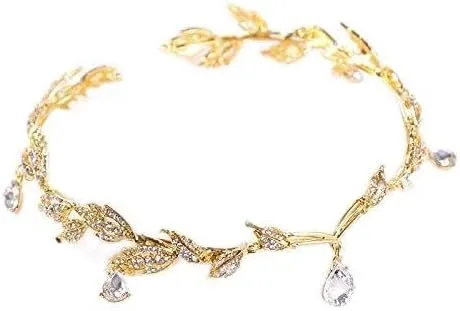 Diamond Tiara Vintage Crystal Bridal Tiara Wedding Rhinestone Drop Leaf Tiara Crown Tiara Front Ornament Bridesmaid Hair Accessories