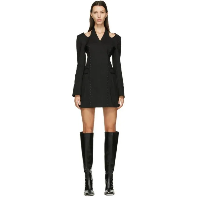 Dion Lee Black Halter Tie Blazer Dress