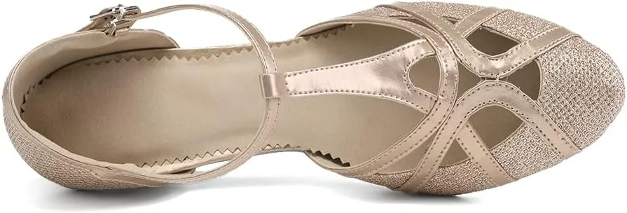 DKZSYIM Glitter Women Latin Dance Shoes Closed Toe Ballroom Salsa Tango Practice Performence Party Dancing Shoes,Model CMJ-511