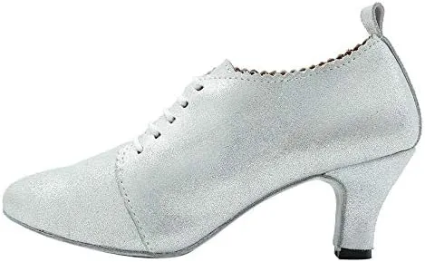 DKZSYIM Women's Fashion Mid Heel Lace-up Breathable Social Practice Ballroom Latin Dance Shoes