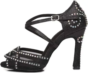 DKZSYIM Women's Latin Dance Shoes Ballroom Suede Sole Shoes Wedding Performance Dance Shoe,Model YCL397