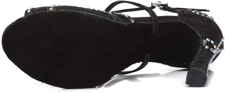 DKZSYIM Women's Latin Dance Shoes Ballroom Suede Sole Shoes Wedding Performance Dance Shoe,Model YCL397