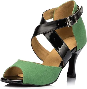DKZSYIM Women's Suede Latin Dance Shoes Ballroom Performance Dance Shoes,Model YCL095