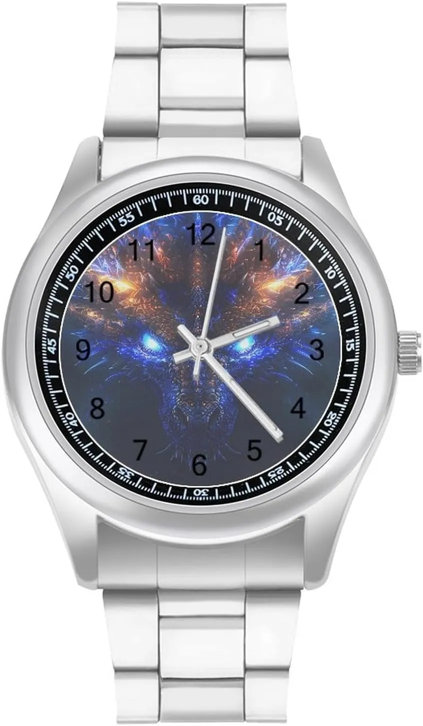 Dragon Watches Stainless Steel Band Wristwatch Business Dress Watch for Work Home