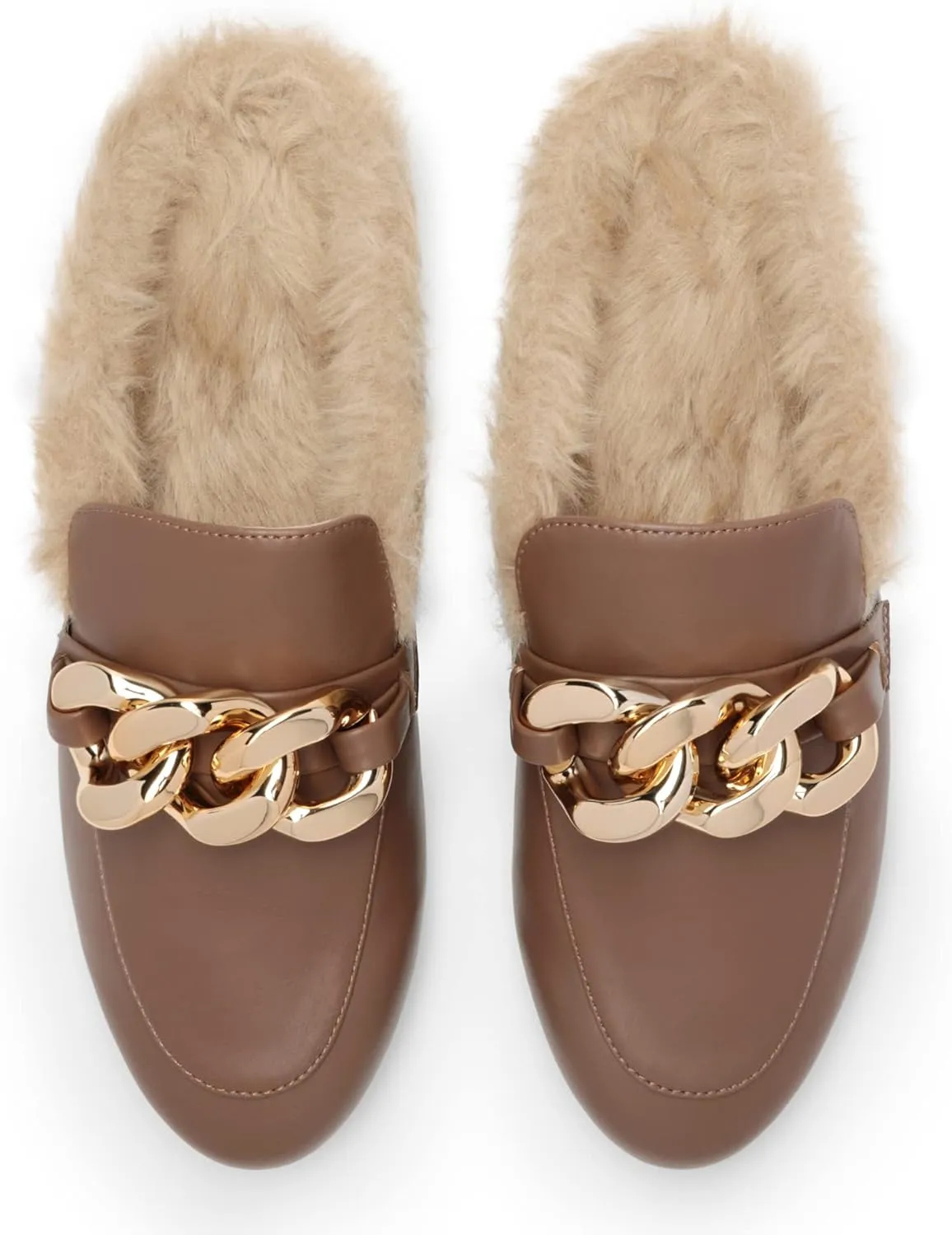 DREAM PAIRS Mules for Women Flats Shoes Comfortable Slip on Closed Toe Slides Loafers with Chain Backless Women??s Mules