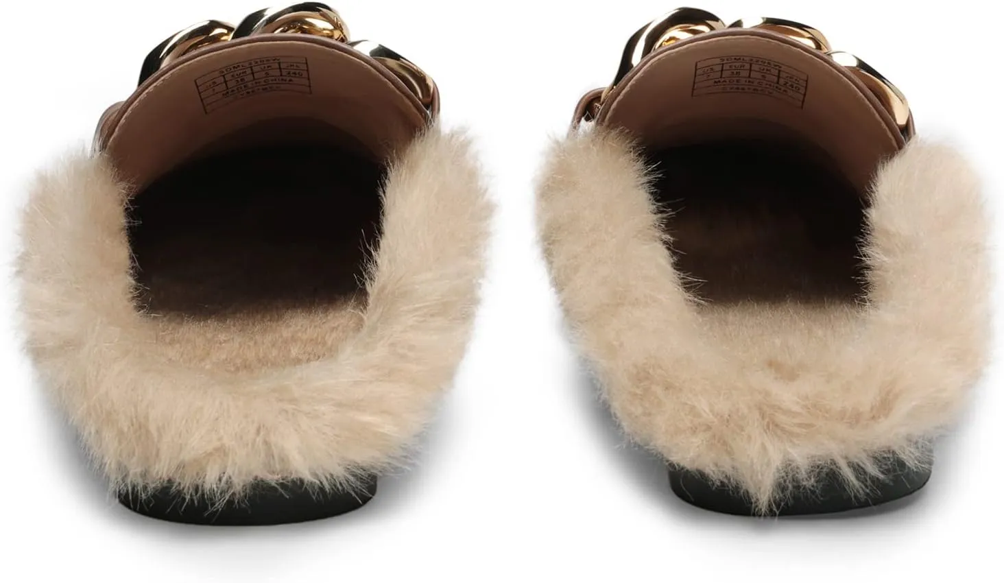 DREAM PAIRS Mules for Women Flats Shoes Comfortable Slip on Closed Toe Slides Loafers with Chain Backless Women??s Mules