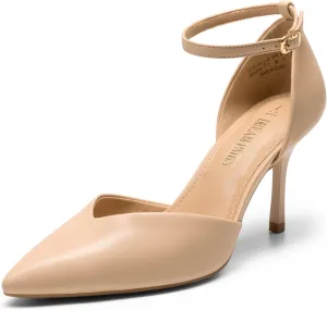 DREAM PAIRS Womens High Heels Strappy Closed Toe Stiletto Ankle Strap Pointed Toe D'Orsay Heel Dress Wedding Party Pumps Shoes