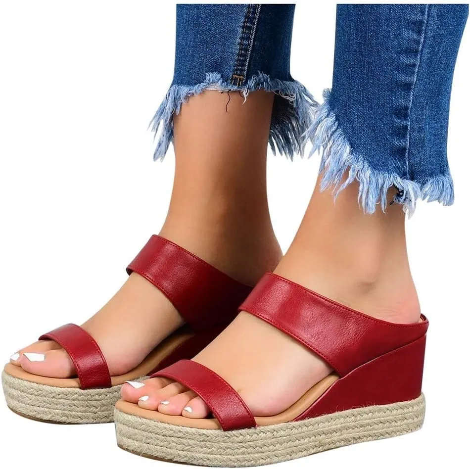 Eduavar Womens Wedge Sandals, Orthopedic Sandals for Women Espadrille Wedge Platform Sandals Anti-Slip Sandals