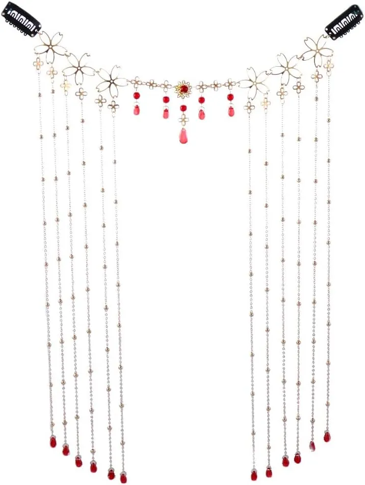 Fairy Hair Ornaments Face Curtain Hanfu Hairwear for Girls Hairpins Long Tassel Crystal Headband(Gold)