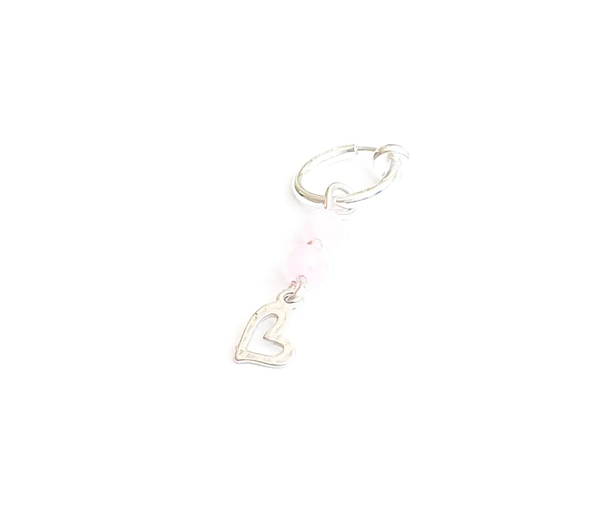 Fake Belly Ring Silver Heart Clip On Piercing Navel Hoop Dangle