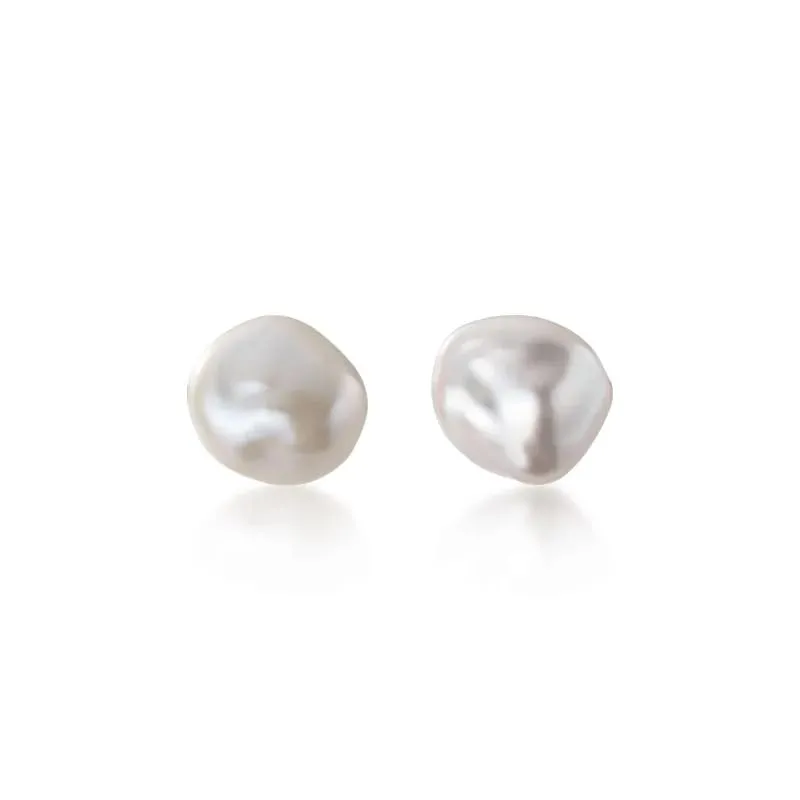 Fine Jewelry: 925 Sterling Silver Irregular Baroque Pearls Gold-Plated Stud Earrings for Women
