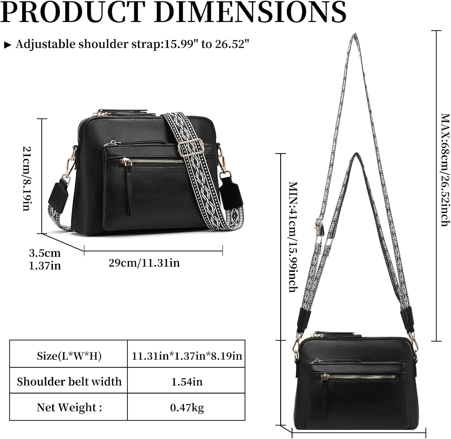 GAEKEAO Quilted Crossbody Bags for Women Vegan Leather Purses with Wide Strap,Women's Crossbody Travel Purse Built in Wallet