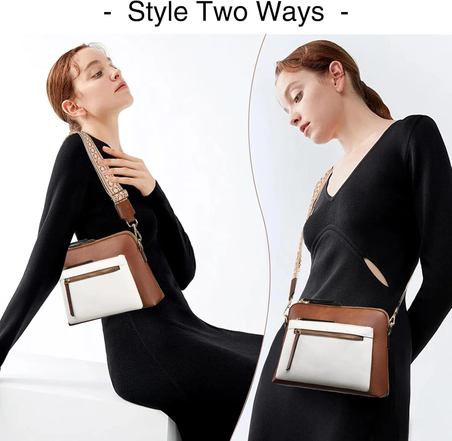 GAEKEAO Quilted Crossbody Bags for Women Vegan Leather Purses with Wide Strap,Women's Crossbody Travel Purse Built in Wallet