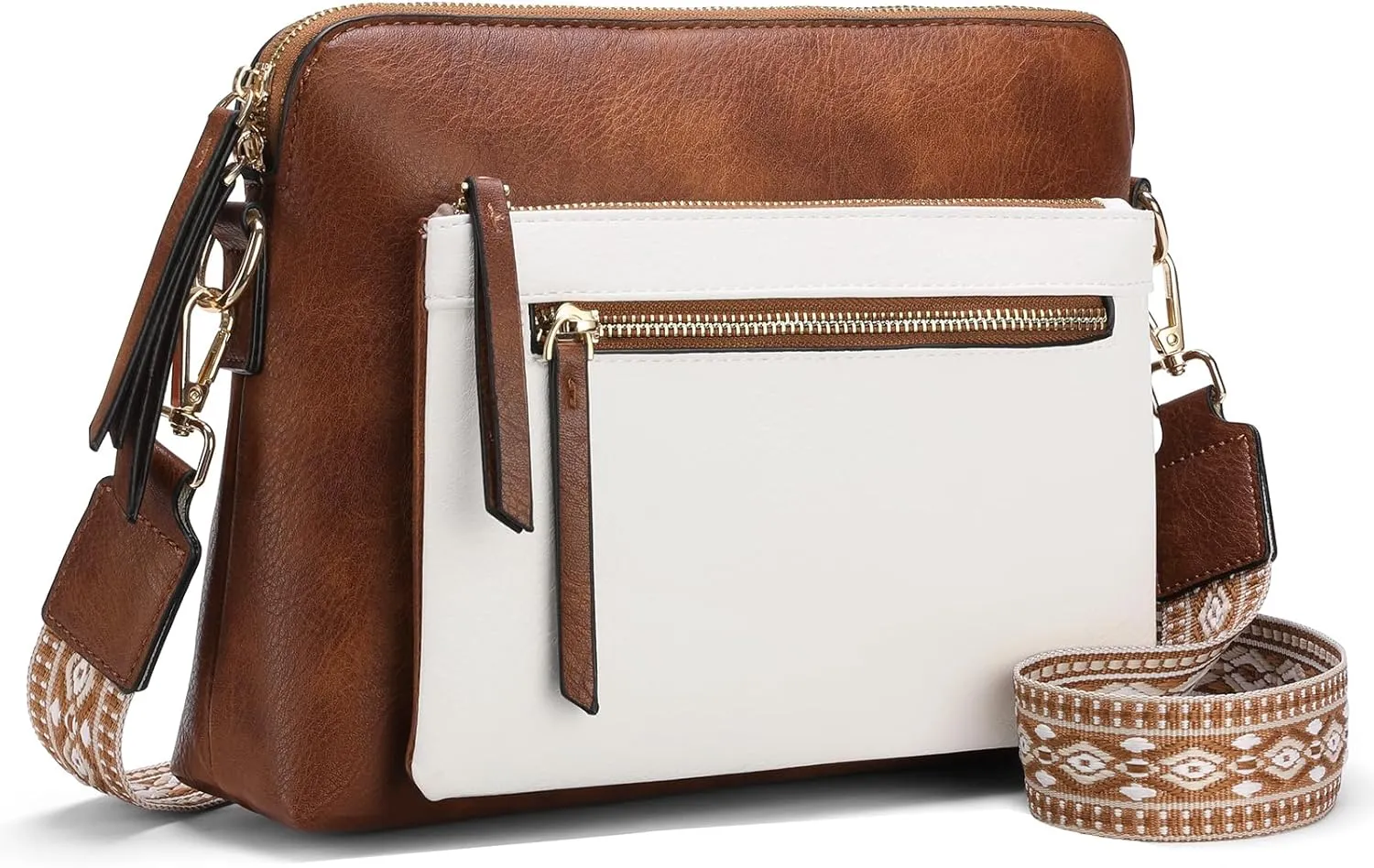 GAEKEAO Quilted Crossbody Bags for Women Vegan Leather Purses with Wide Strap,Women's Crossbody Travel Purse Built in Wallet