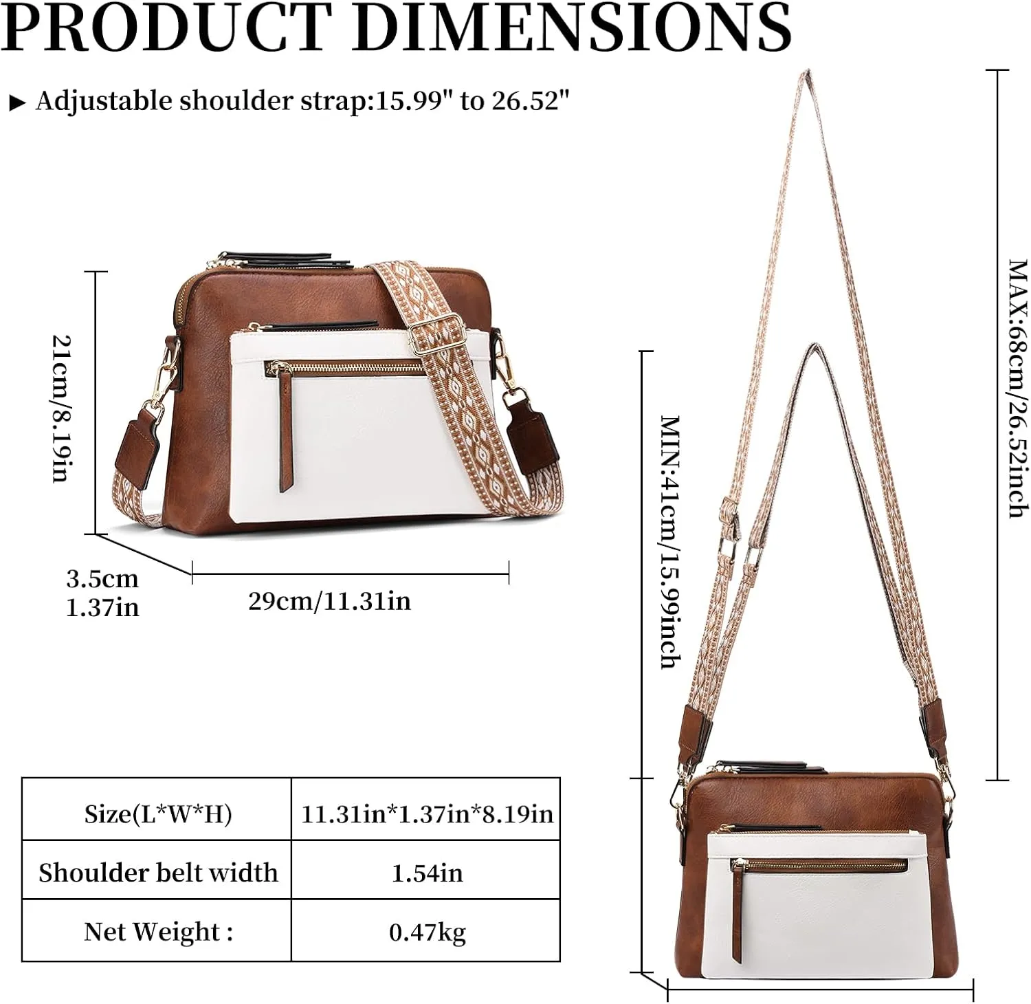GAEKEAO Quilted Crossbody Bags for Women Vegan Leather Purses with Wide Strap,Women's Crossbody Travel Purse Built in Wallet