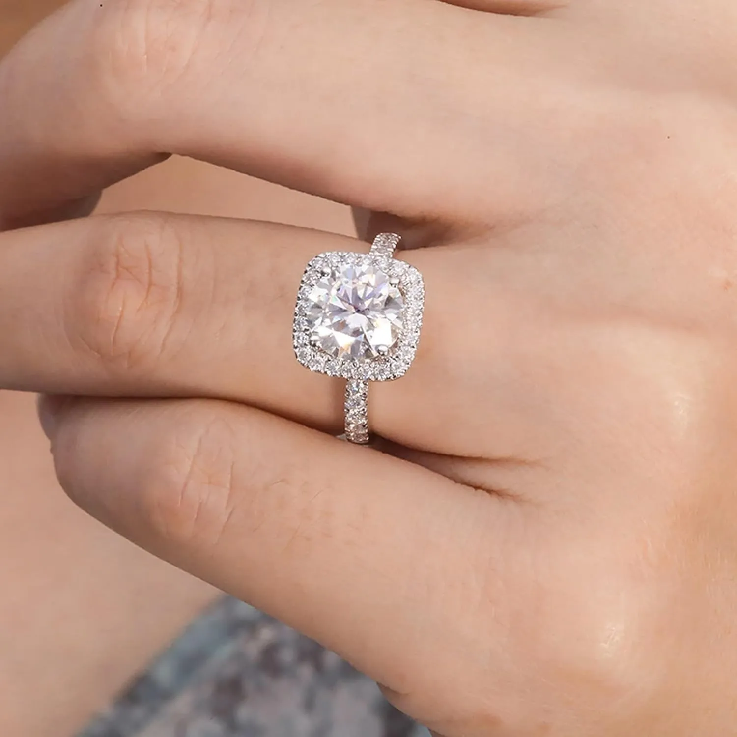 Gem Ring, Moissanite Wedding Ring Moissanite Stackable Knuckle Ring for Women Birthday Metal Rings for Women