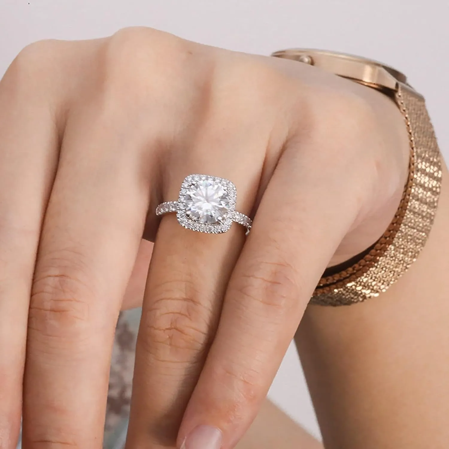 Gem Ring, Moissanite Wedding Ring Moissanite Stackable Knuckle Ring for Women Birthday Metal Rings for Women