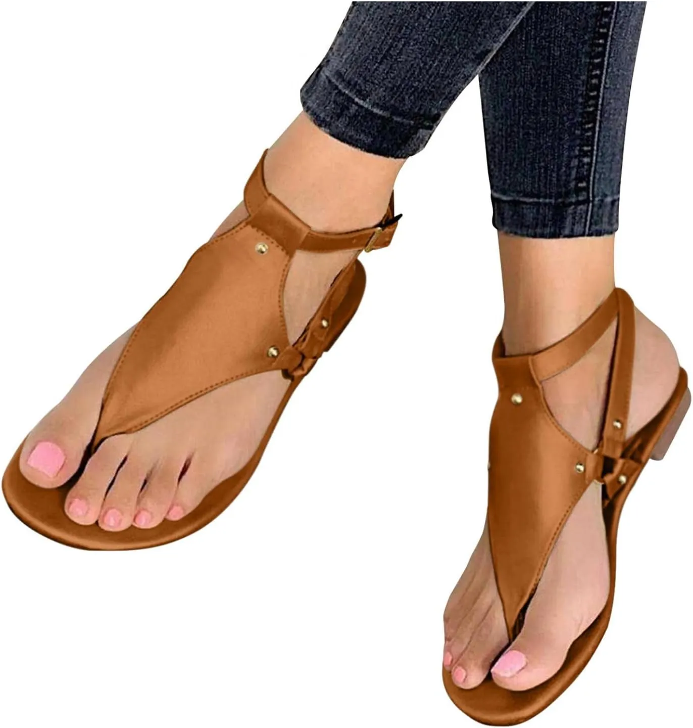 Gibobby Sandals for Women Comfy Flat Summer Casual Elastic Flat Sandals Summer Beach Vocation Ankle Strap Flip Flop