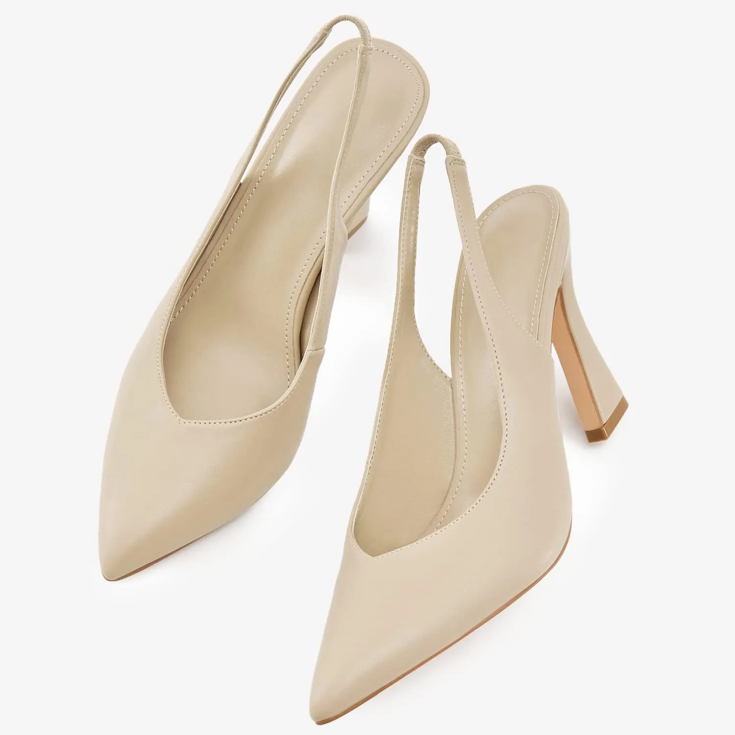 gihubafuil Womens Slingback Kitten Heels Closed Pointed Toe Wedding Party Dress Pumps Shoes