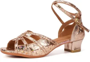 Girls Ballroom Latin Dance Shoes Glitter Party Salsa Tango SandlesModel TX53-4