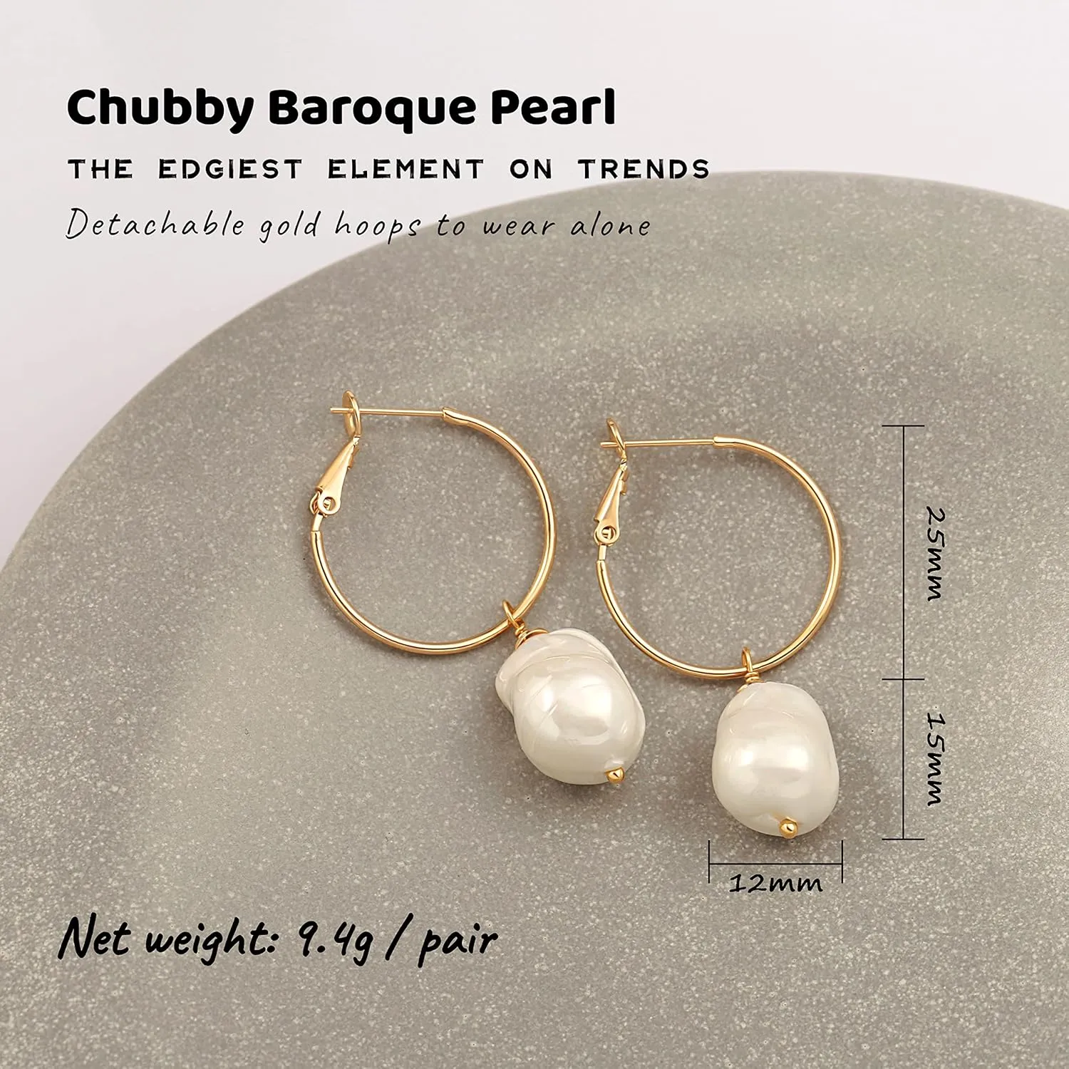 Gold Huggie Hoop Earrings with Charms Fashion Pearl Drop Dangle Earrings for Women Handmade Karma Circle Jewelry for Ladies Lightweight Pearl Earrings on Christmas