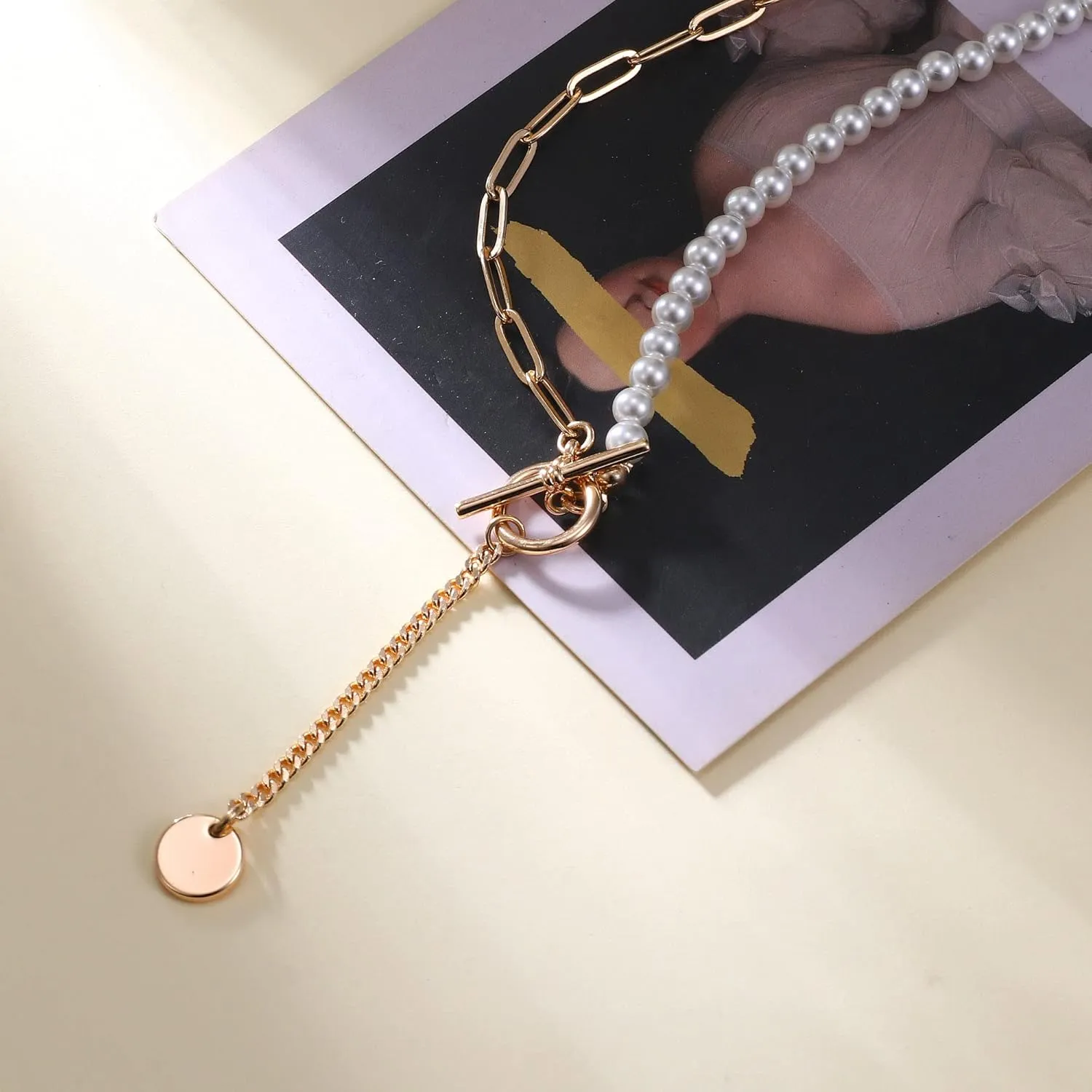 Gold Layered Necklaces for Women, 14K Gold Plated Vintage Evil Eye Queen Elizabeth Bee Sun and Moon Medallion Necklace Retro Choker Chain Link Necklace Gold Layered Necklaces for Women Jewelry