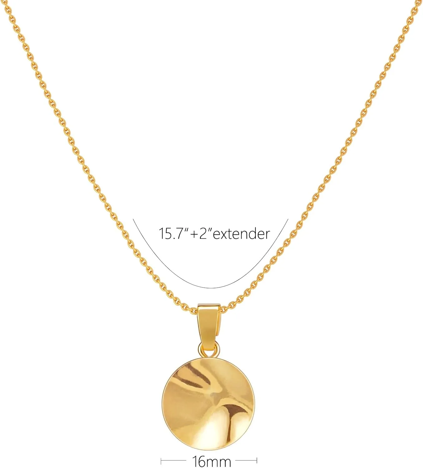 Gold Necklace for Women 14k Gold Plated Simple Gold Necklace Dainty Gold Chain Choker Tiny Disc Coin Heart Pendant Necklaces for Women Christmas Gift