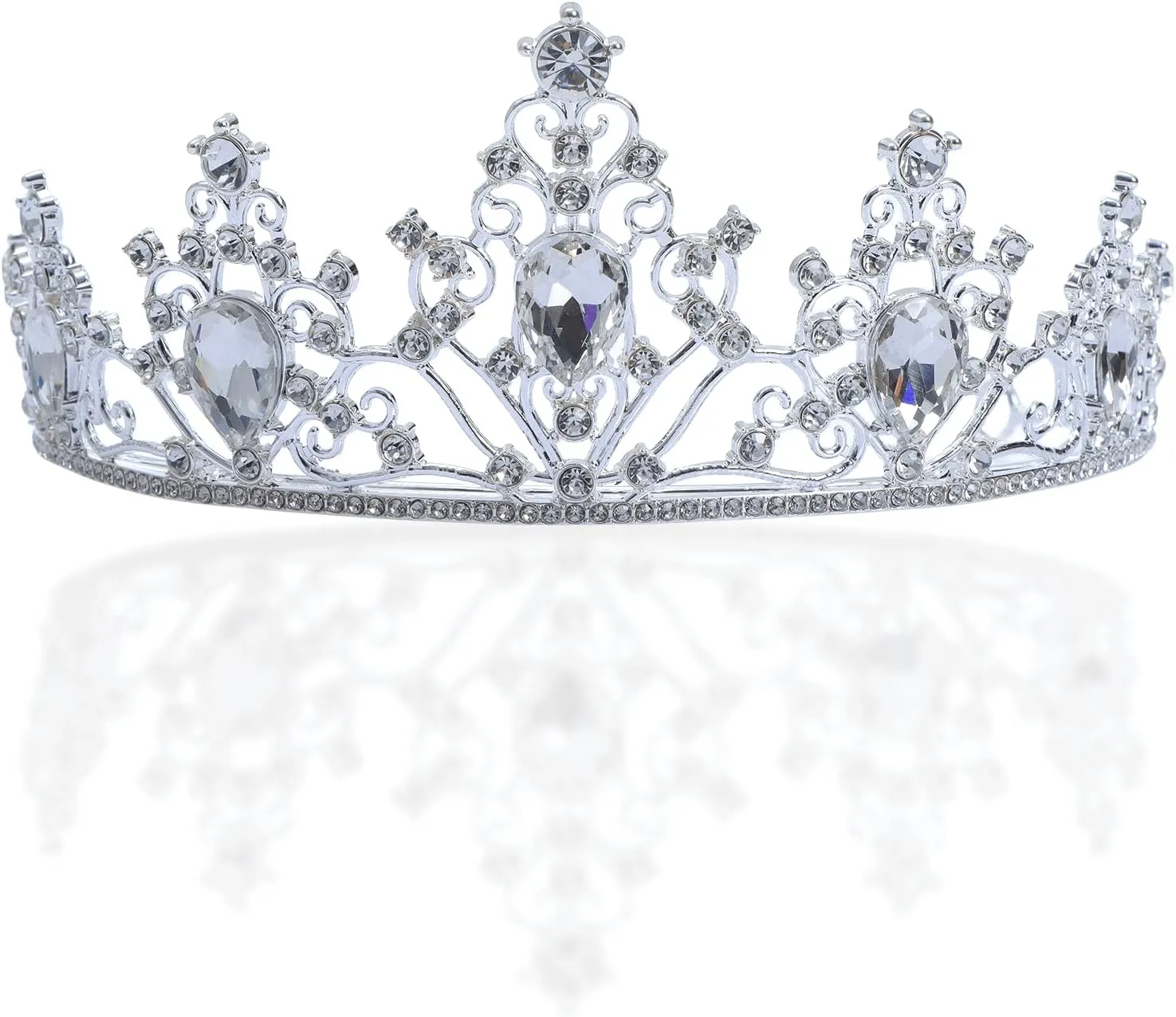 Golden Tiara Crown Crystal Rhinestone Princess Bridal Wedding, Birthday, Celebration, Party Headband, Transparent, Crystal