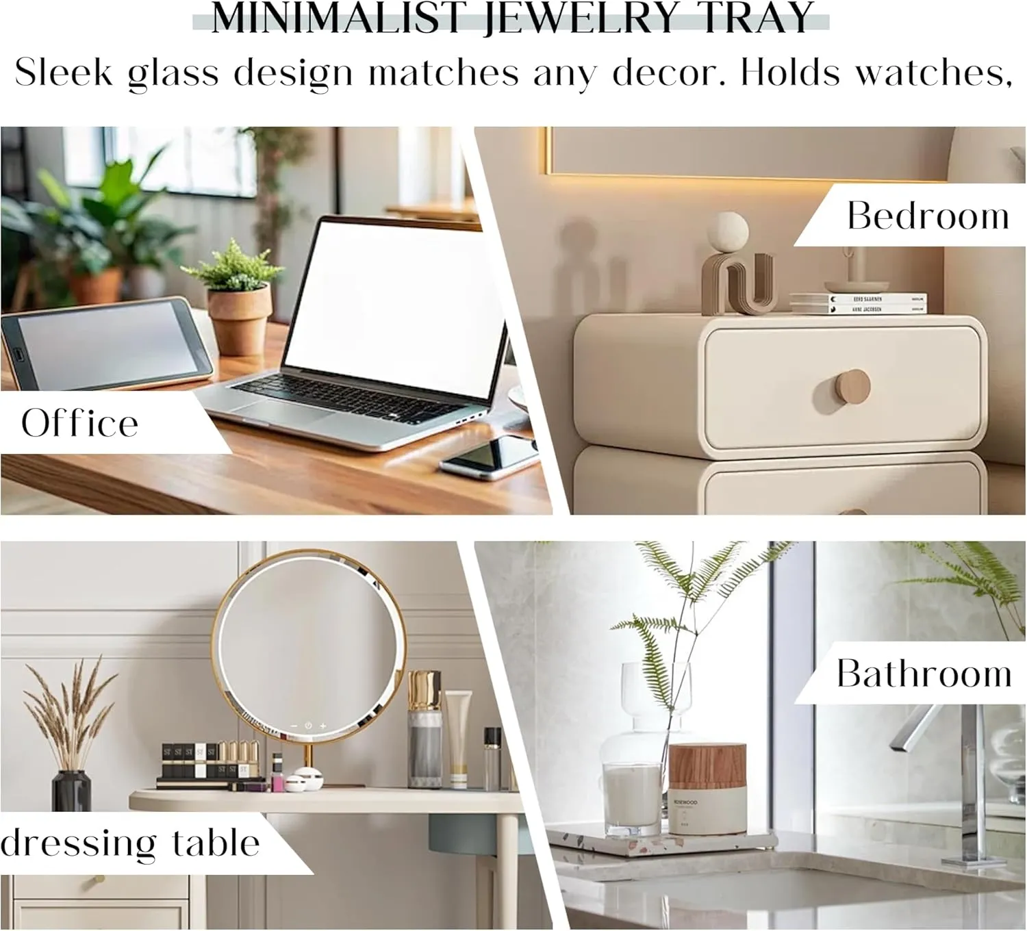H&D HYALINE & DORA Glass Ring Holder Clear Ring Dish Jewelry Tray Decorative Trinket Dish for Rings Earrings Necklaces Birthday Mother's Day Christmas Gift for Women(M)