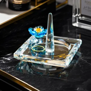 H&D HYALINE & DORA Glass Ring Holder Clear Ring Dish Jewelry Tray Decorative Trinket Dish for Rings Earrings Necklaces Birthday Mother's Day Christmas Gift for Women(M)