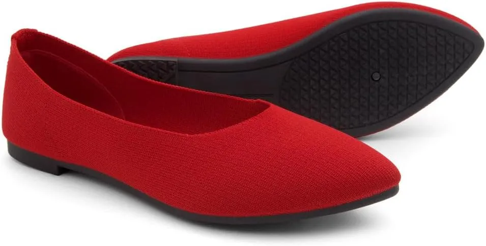 Herstyle Women??s Flats 2025 ?C Pointed Toe Knit Ballet Flat Shoes with Memory Foam, Slip-On Dressy Flats for Work, Office & Party, Comfy Business Casual Shoes for Travel