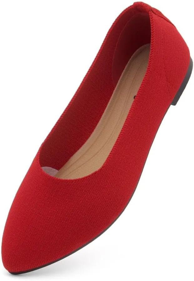Herstyle Women??s Flats 2025 ?C Pointed Toe Knit Ballet Flat Shoes with Memory Foam, Slip-On Dressy Flats for Work, Office & Party, Comfy Business Casual Shoes for Travel
