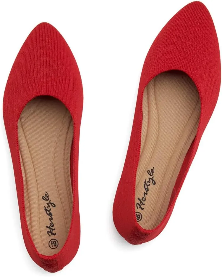Herstyle Women??s Flats 2025 ?C Pointed Toe Knit Ballet Flat Shoes with Memory Foam, Slip-On Dressy Flats for Work, Office & Party, Comfy Business Casual Shoes for Travel
