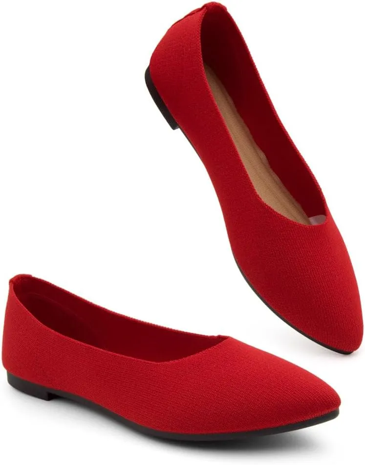 Herstyle Women??s Flats 2025 ?C Pointed Toe Knit Ballet Flat Shoes with Memory Foam, Slip-On Dressy Flats for Work, Office & Party, Comfy Business Casual Shoes for Travel