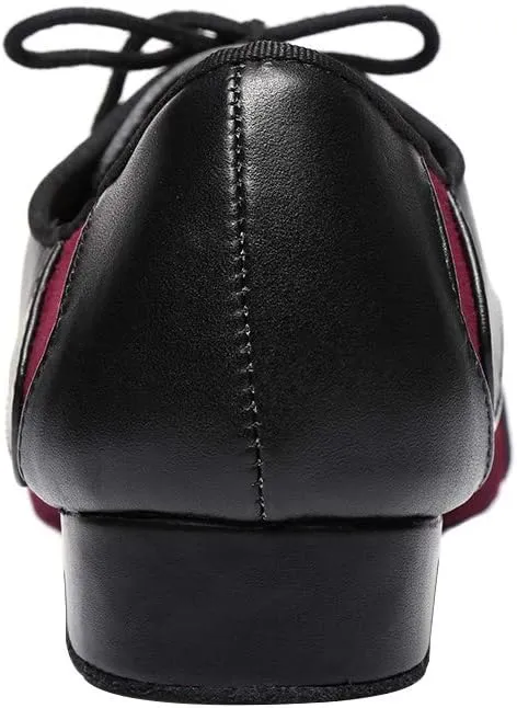 HIPPOSEUS Men's Lace-up Latin Dance Shoes Split Sole Ballroom Social Dance Performance Shoes,Model L344