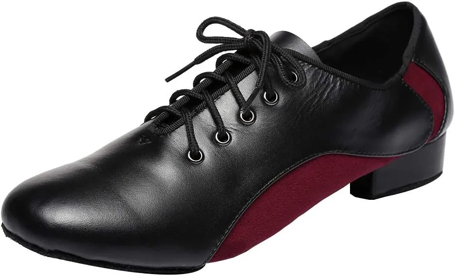 HIPPOSEUS Men's Lace-up Latin Dance Shoes Split Sole Ballroom Social Dance Performance Shoes,Model L344