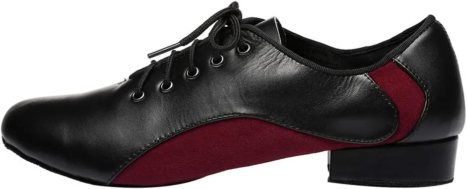 HIPPOSEUS Men's Lace-up Latin Dance Shoes Split Sole Ballroom Social Dance Performance Shoes,Model L344