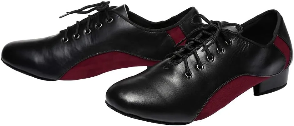 HIPPOSEUS Men's Lace-up Latin Dance Shoes Split Sole Ballroom Social Dance Performance Shoes,Model L344