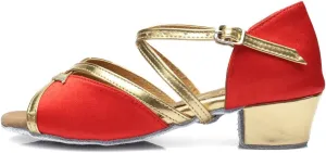 HIPPOSEUS Toddler Girls Latin Dancing Shoes Low Heel Kids Salsa Ballroom Dance Shoes with Open Toe,Model 206