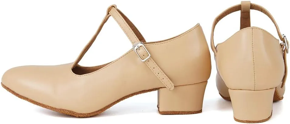 HIPPOSEUS Womens Latin Salsa Character Shoes Closed Toe Ballroom Dance Pump with T STRP,Model L041