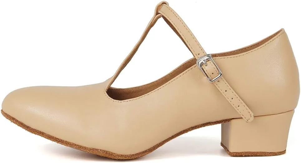 HIPPOSEUS Womens Latin Salsa Character Shoes Closed Toe Ballroom Dance Pump with T STRP,Model L041
