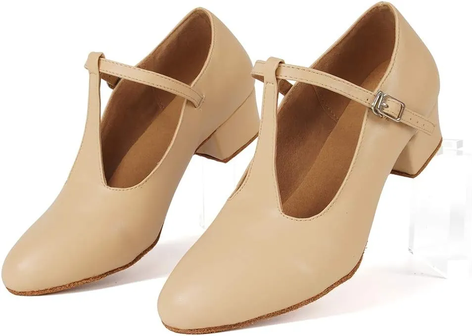 HIPPOSEUS Womens Latin Salsa Character Shoes Closed Toe Ballroom Dance Pump with T STRP,Model L041
