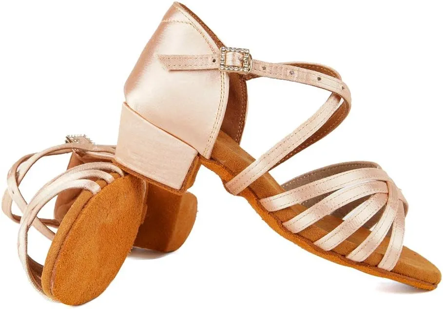 HROYL Girl's Latin Dance Shoes Low Heel Salsa Bachata Pratice Proformence Ballroom Dancing Shoes,Model 202-DB