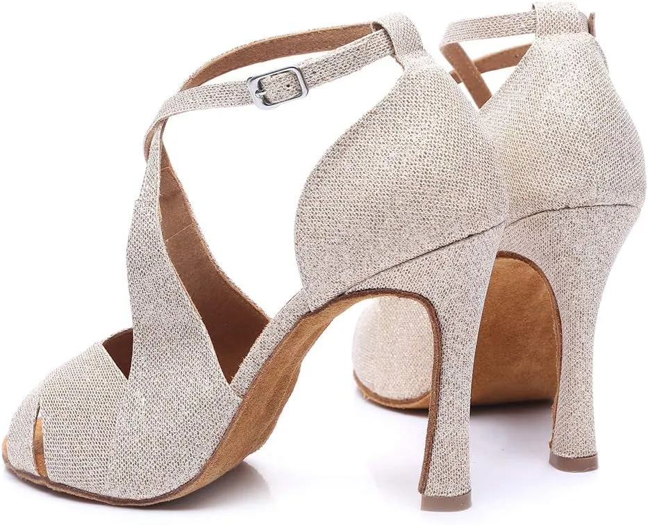 HROYL Latin Dance Shoes Women Waltz Shoes for Girls Salsa Ballroom Dance Shoes Wedding Dance Shoes for Women,Model YCL420