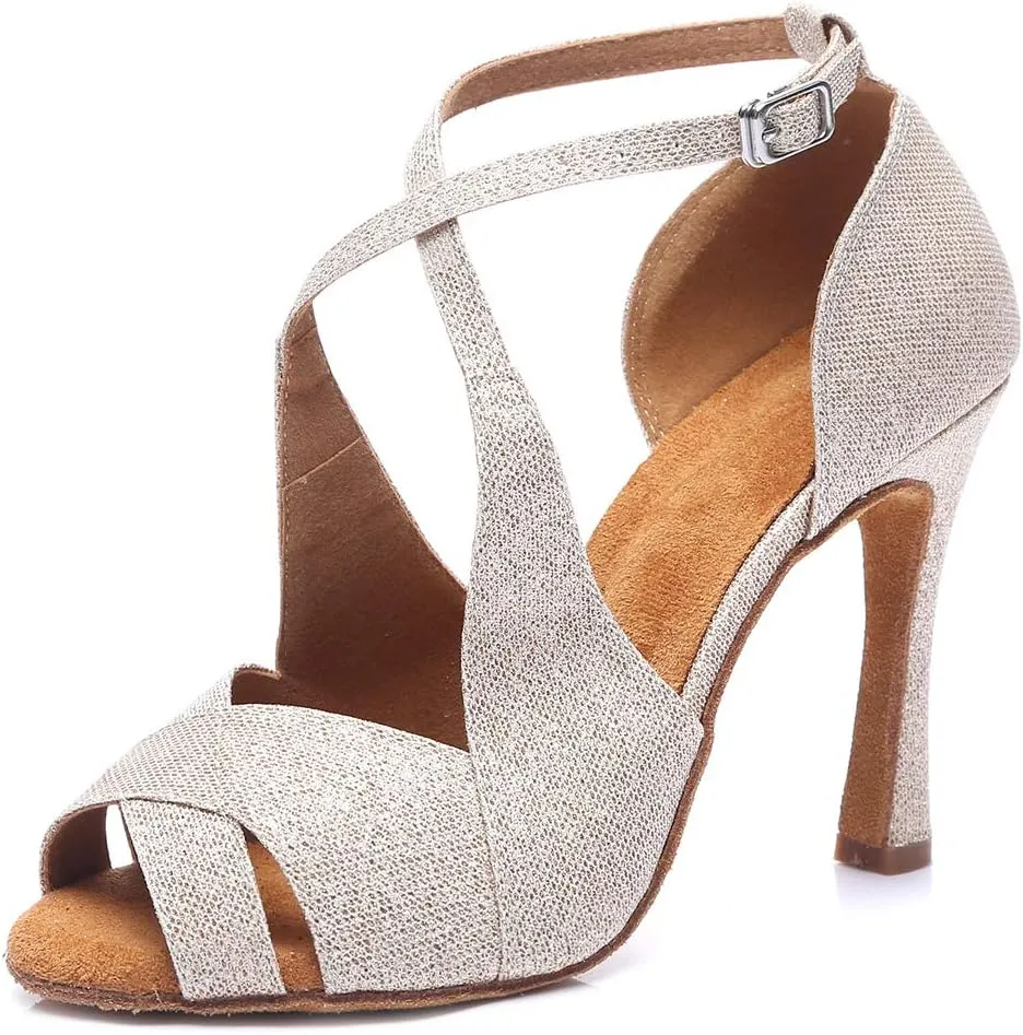 HROYL Latin Dance Shoes Women Waltz Shoes for Girls Salsa Ballroom Dance Shoes Wedding Dance Shoes for Women,Model YCL420