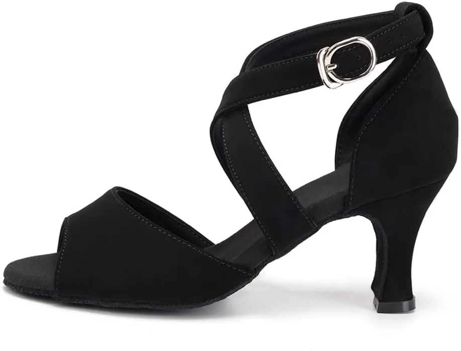 HROYL Women Latin Ballroom Dance Shoes Salsa Tango Low Heel Performence Dancing Shoes,FT095