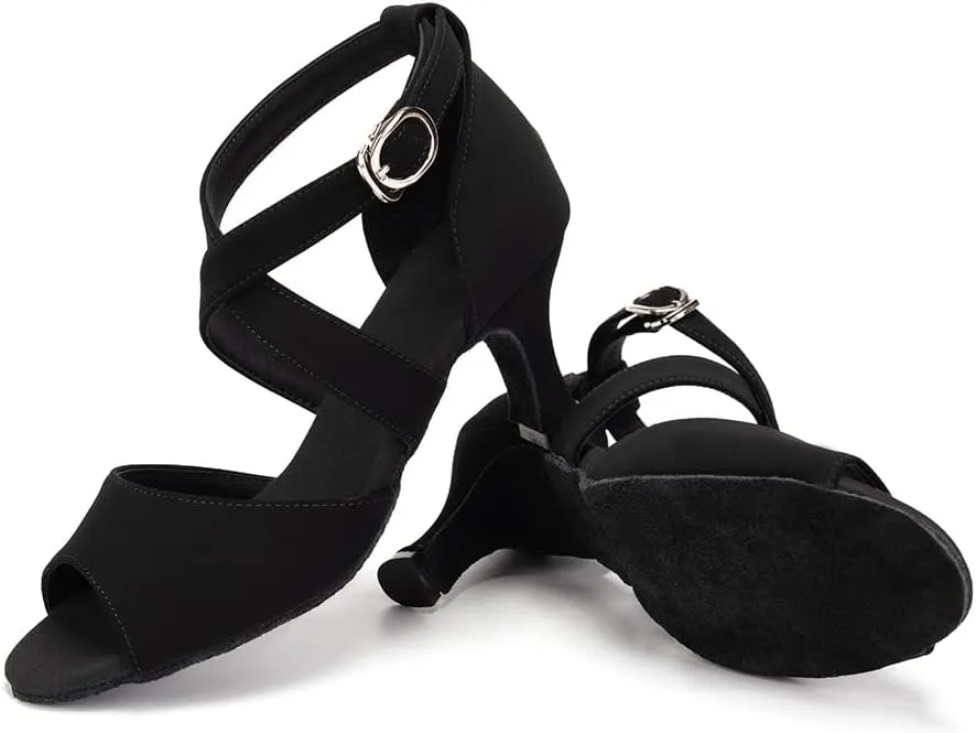 HROYL Women Latin Ballroom Dance Shoes Salsa Tango Low Heel Performence Dancing Shoes,FT095