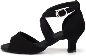 HROYL Women Latin Ballroom Dance Shoes Salsa Tango Low Heel Performence Dancing Shoes,FT095